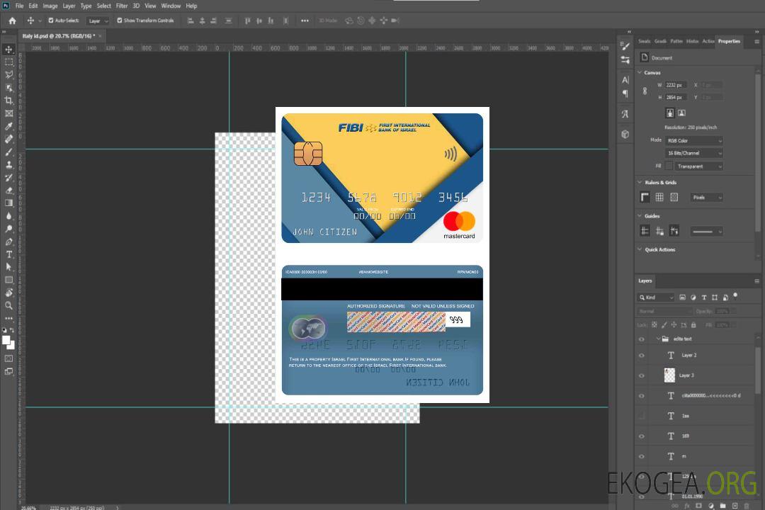 Carte Mastercard de la première banque internationale d'Israël template Carte Mastercard de la première banque internationale d'Israël template
